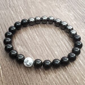 Black Onyx with Hematite Gemstone Bracelet