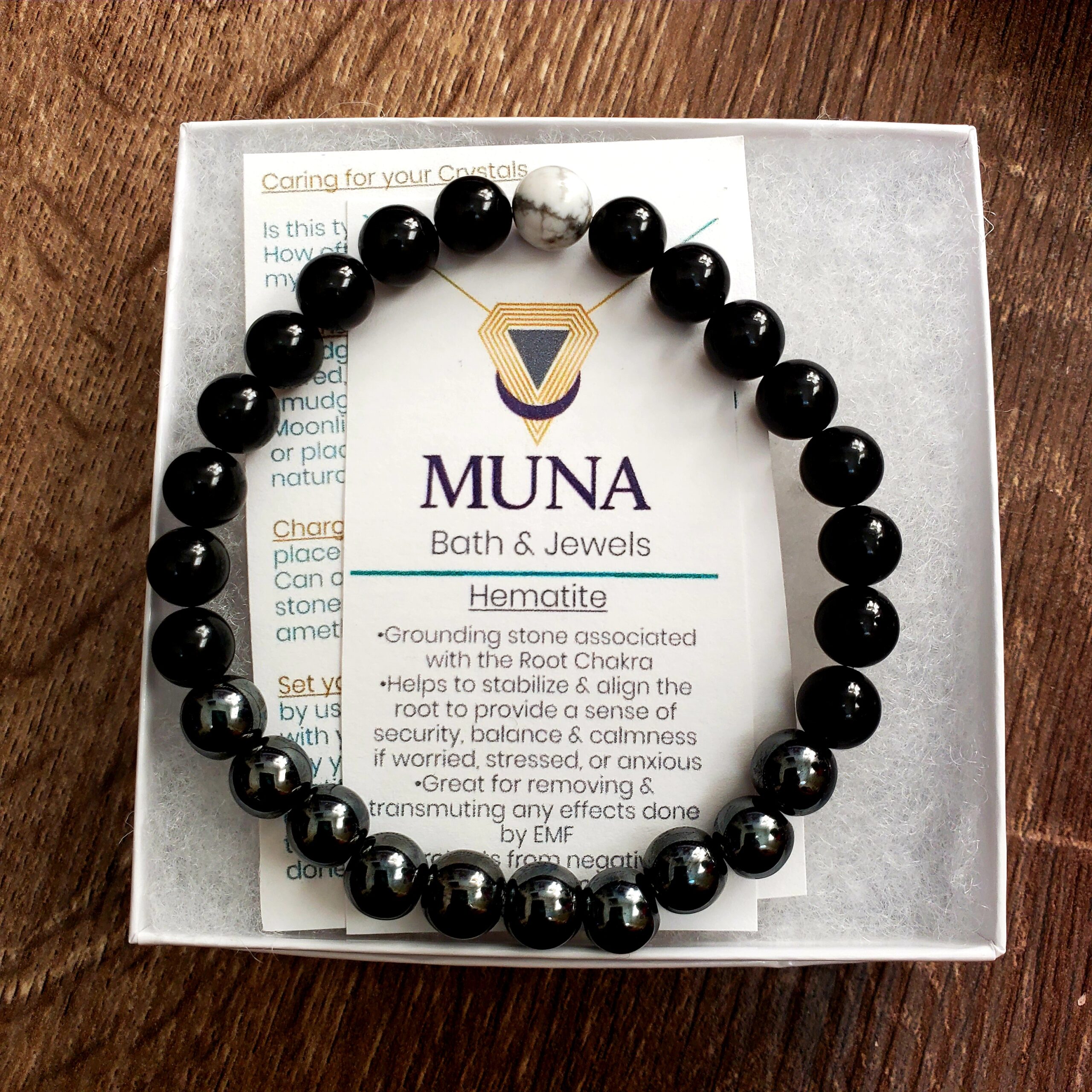 Black Onyx with Hematite Gemstone Bracelet - Image 2