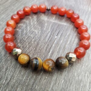 Carnelian and Tigers Eye Gemstone Bracelet